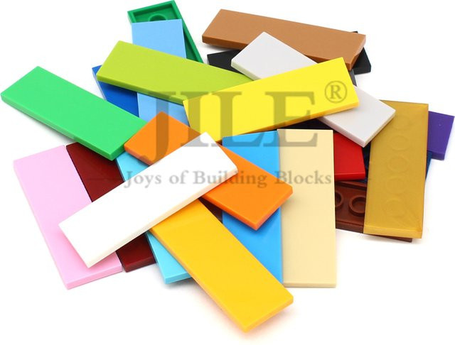 Jile MOC 69729 DIY-Bausteine Set, 30 Stück flache Fliesen 2 x 6 in Grau und Bunt, kompatibles kreatives Spielzeug aus Kunststoff - Bild 1