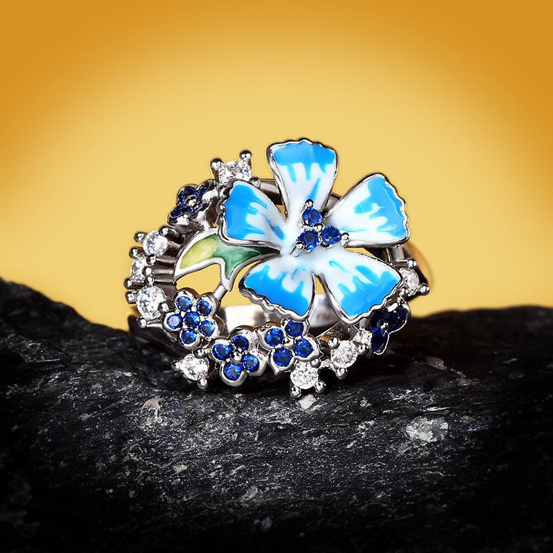 YIRAN Jewelry Schmuck-Set, Lotus Anhänger, Ohrringe, Ring, Kupfer, Bunt, Zirkonia, Unisex - Bild 1