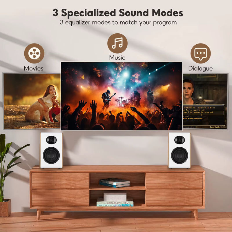 AIYIMA S600 Bluetooth-Regallautsprecher Aktive HiFi-Heim-Audio in weißem Holz mit Subwoofer und ARC/USB/RCA-Eingängen - Bild 3