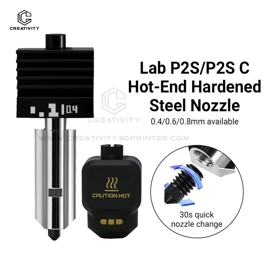 P2S Montage-Hotend-Kit für Bamboo Lab H2D und H2S mit austauschbaren Düsen in 0,2 mm, 0,4 mm, 0,6 mm und 0,8 mm in Schwarz - Bild 2
