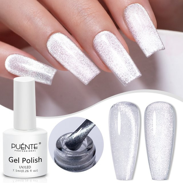 PUENTE Katzen-Magnet-Gel-Nagellack, Weiß, 7,5 ml - Bild 1