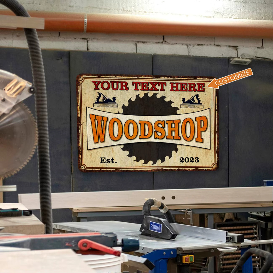CIFBUY Personalisiertes Metallschild für die Holzwerkstatt, Dekorative Wanddekoration im Vintage-Stil, Mehrfarbig - Bild 2