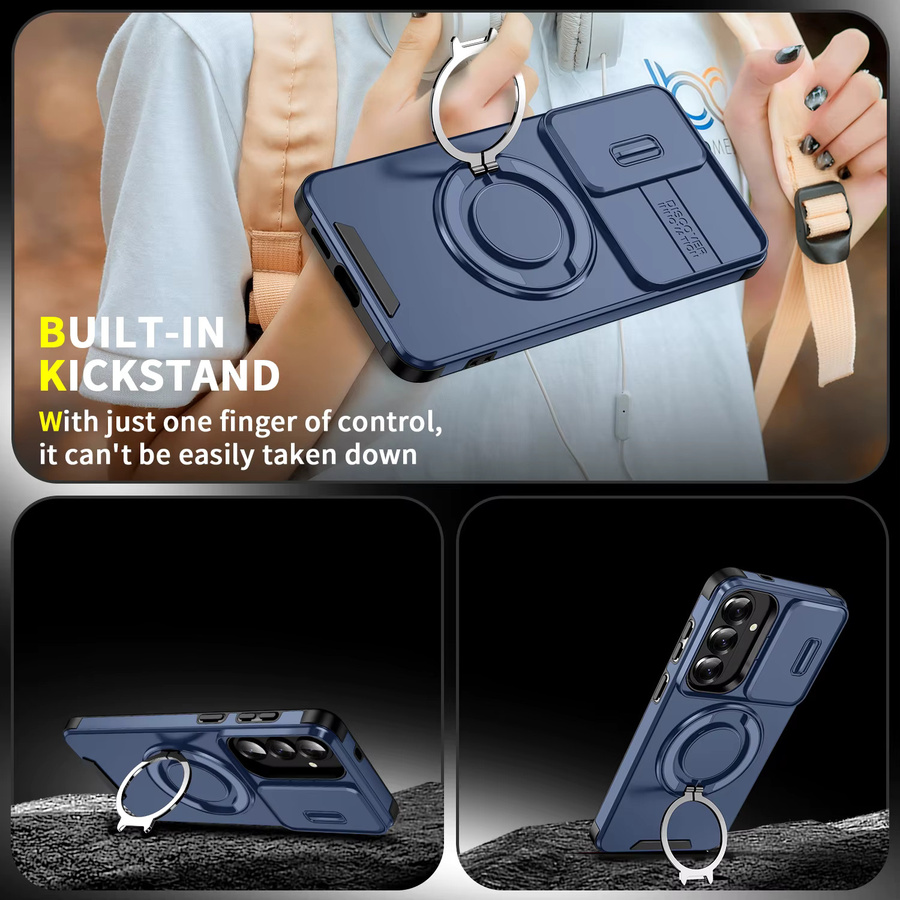 Magnetische Armor Schutzhülle für Samsung Galaxy S26 Ultra Plus S25 S24 S23 Ultra Plus FE S26 Edge S23FE mit Schiebeobjektivschutz in Blau - Bild 5
