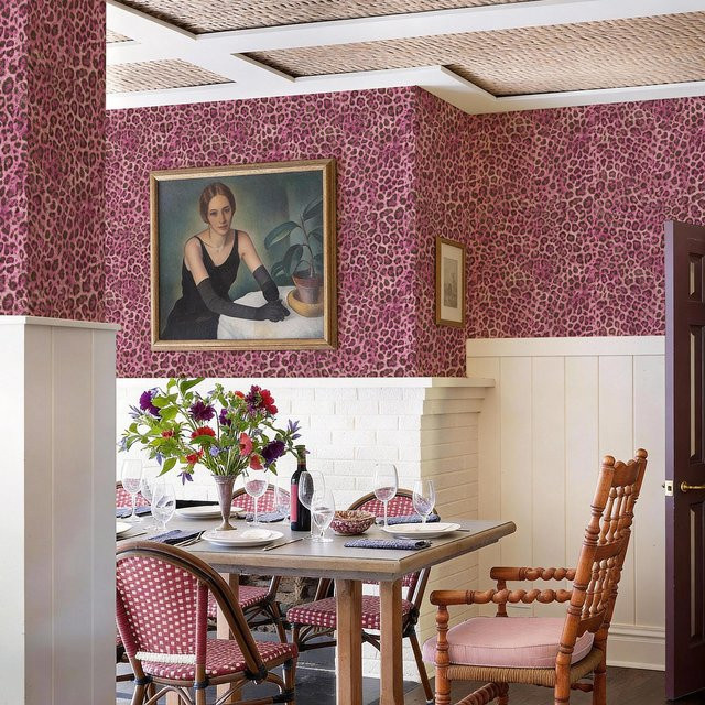 Binchi Selbstklebende Vinyl Wandaufkleber mit Leopard-Muster in Schwarz und Rosa, Wasserdicht, Breite: 44 cm, Länge: 300 cm - Bild 1