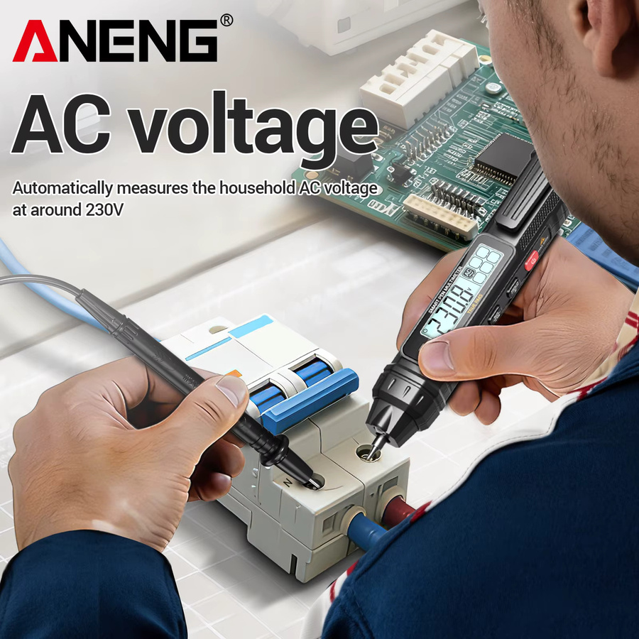 ANENG A3005 Elektriker-Spezialmultimeter im Stiftformat mit NCV-Induktionsmessung und Nullleiter-Erkennung in Schwarz - Bild 3
