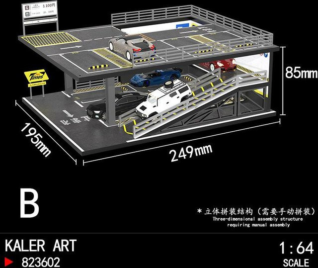 Linyi toy car Automodelle Parkplatz, Miniatur-Autogarage Diorama Modellset, mit Acryl-Staubschutz - Bild 1