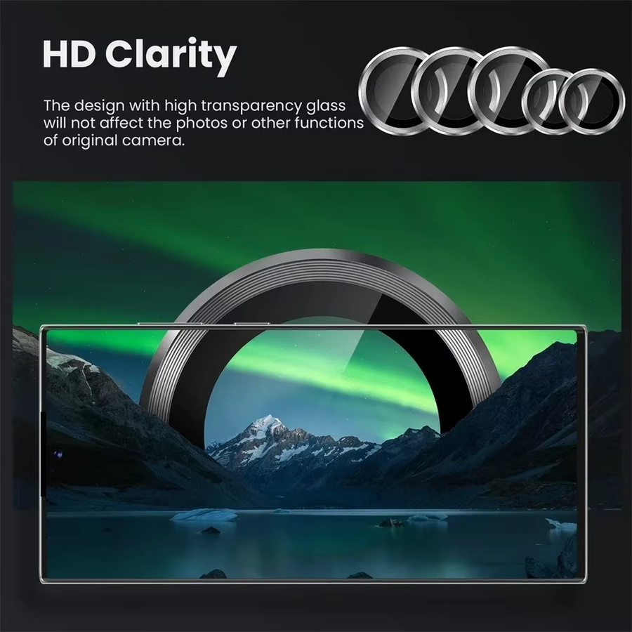 Metallring-Kamera-Schutzkappe mit gehärtetem Glas für Samsung Galaxy Z Fold 7, 6, 5, 4 in Schwarz - Bild 4