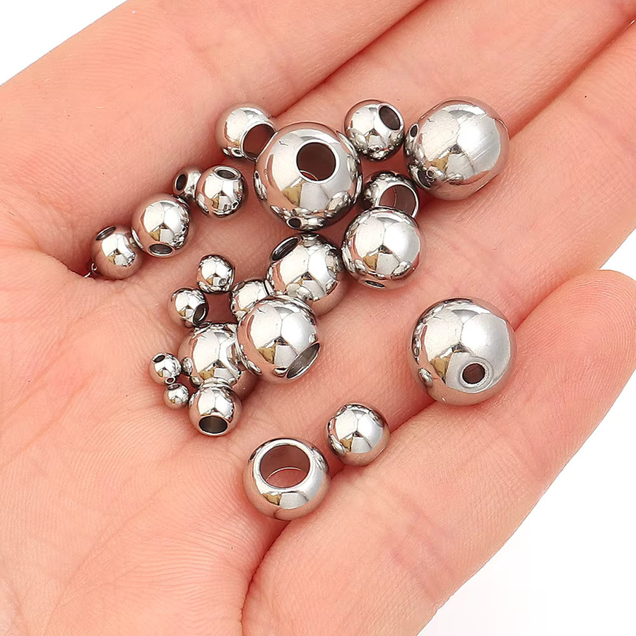 lingsai Edelstahlperlen, Silber, 2-10 mm - Bild 3