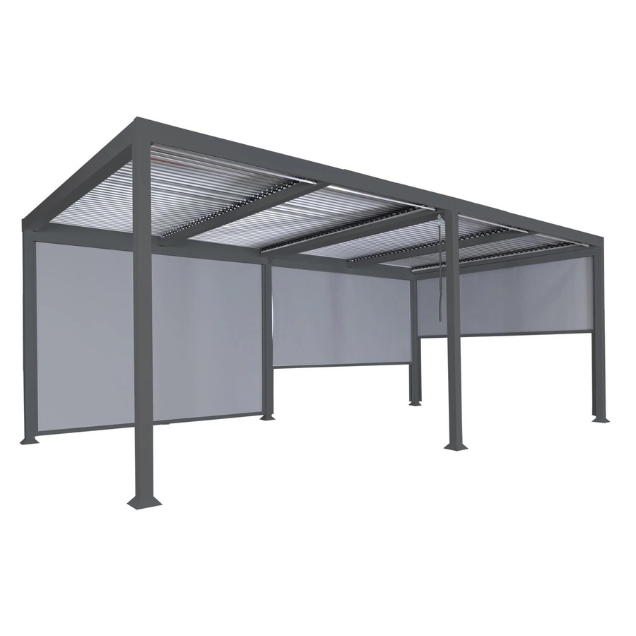 BERLINLODGE Alu Pergola Lamellen-Pavillon mit 3 Seitenwänden in Anthrazit, H x B x T: 224 x 600 x 306 cm - Bild 2