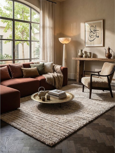 Pflegeleichter Shaggy-Teppich Kadima Design in Beige B: 80 cm, T: 150 cm - Bild 1
