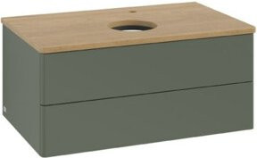 V&B Waschtischunterschrank Antao ohne Frontstruktur in Eiche Honig lackiert, B/T/H: 80 x 36 x 50 cm - Bild 1