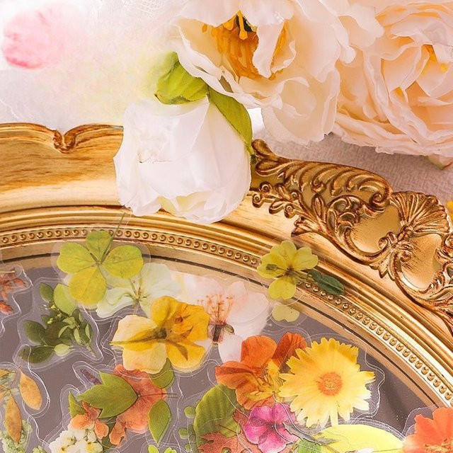 Dekorative Briefpapier-Aufkleber Blumensprache-Serie in 6 Stilen, 45 Blatt bunte PET-Aufkleber für DIY und Handbuch-Gestaltung - Bild 1