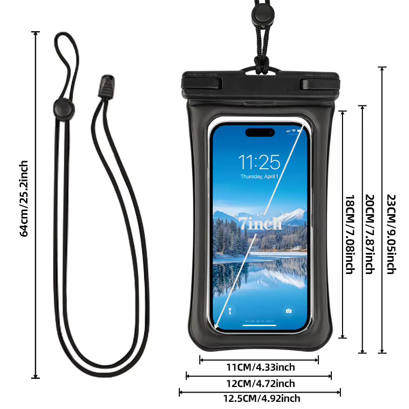 HAISSKY Wasserdichte Handyhülle mit Blase zum Schwimmen für iPhone 17 16 15 Pro Max 14 Plus in Schwarz - Bild 4