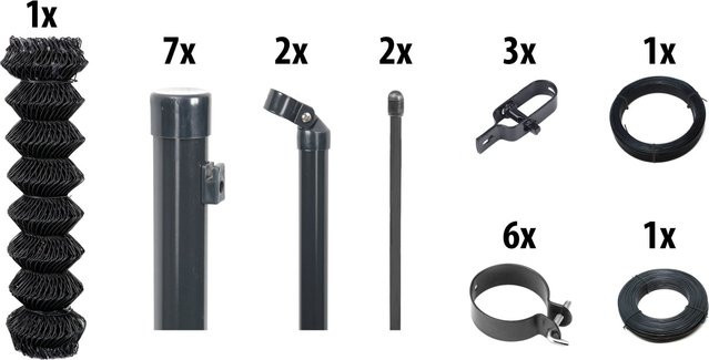 Floraworld Maschendraht-Set aus Stahl in Anthrazit, Höhe: 125 cm, Länge: 15 m - Bild 1