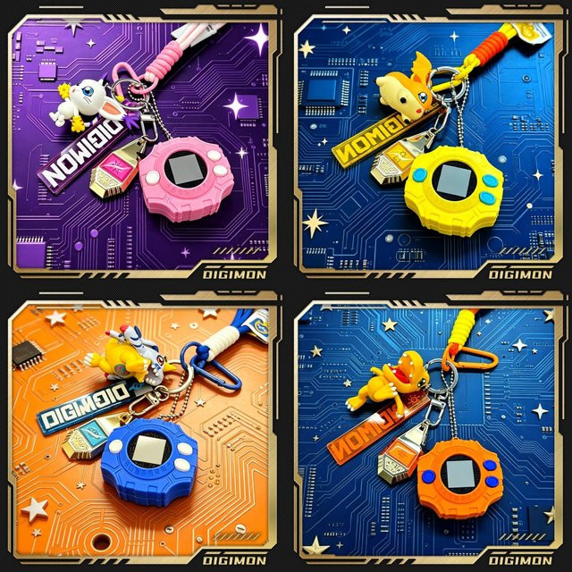 Bandai Schlüsselanhänger Digimon Adventure, Vierer-Set - Bild 1