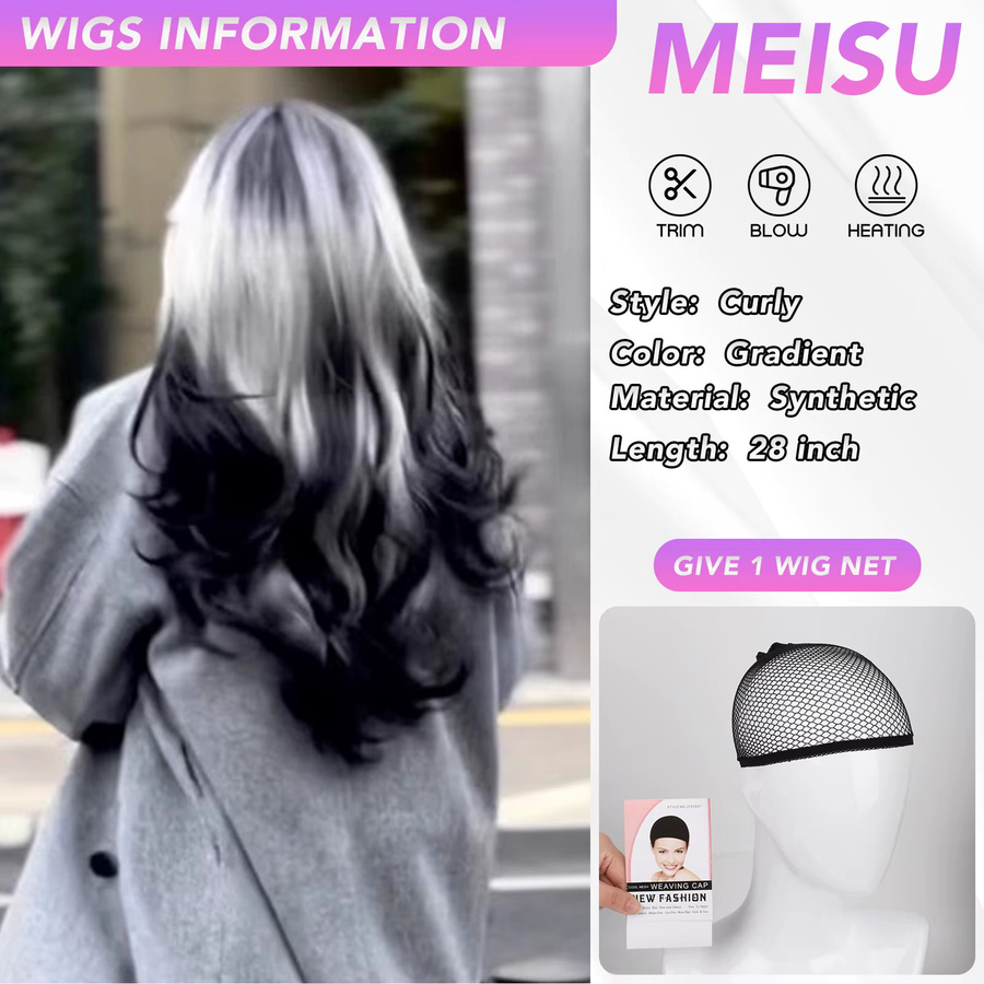 MEISU Perücke, synthetisch, wassergelockte Wellen, Farbverlauf, Damen - Bild 2