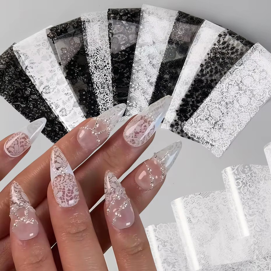 10 Rollen Nageltransferpapier, Bohemia-Stil mit Blumen und Blättern - Bild 1
