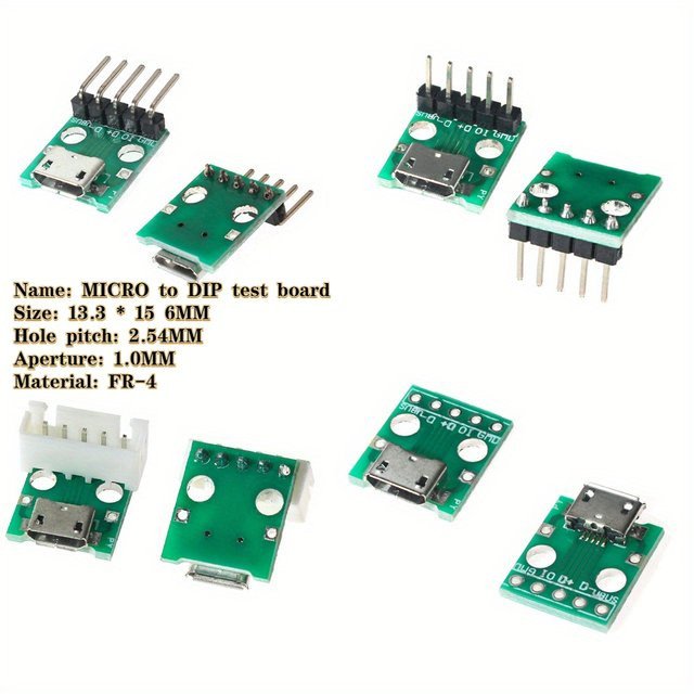 10-teiliges Micro-USB-zu-Dip-Adapter-Set q99 in Grün zur Stromumwandlung und zum Testen von 5-poligen Leiterplatten - Bild 1