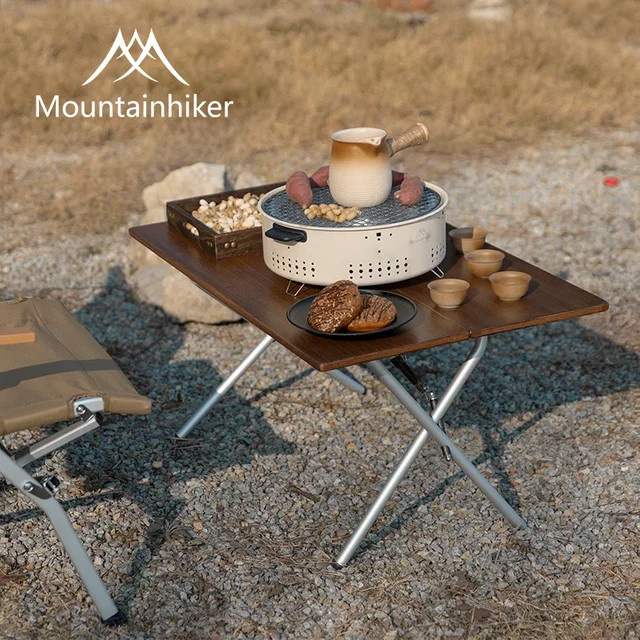 MOUNTAINHIKER Klappbarer Campingtisch aus Bambus in Natural Wood Color für Outdoor und Picknick - Bild 1