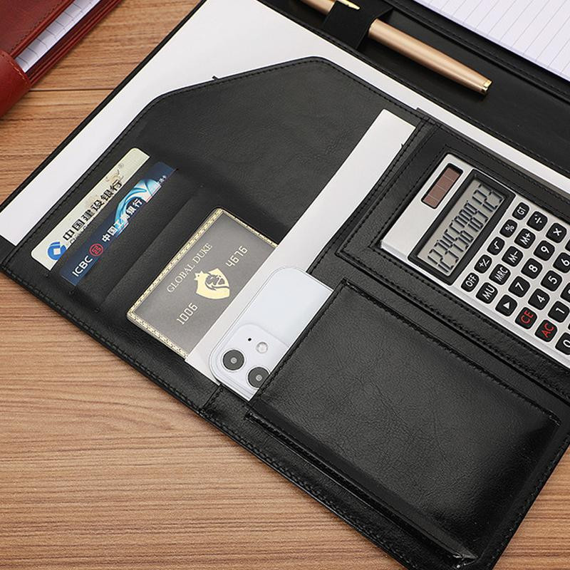 Yiran Furniture Business Padfolio A4 Dateiordner aus PU-Leder in Schwarz mit Klemmbrett und Organizer für Meetings und Büro - Bild 3