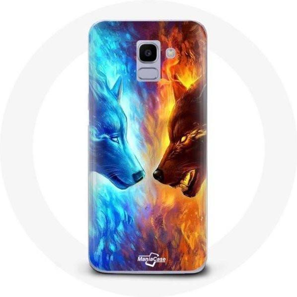 Samsung Galaxy A6 2018 Schutzhülle mit Eis- und Feuerwolf Design in Multicolour - Bild 1
