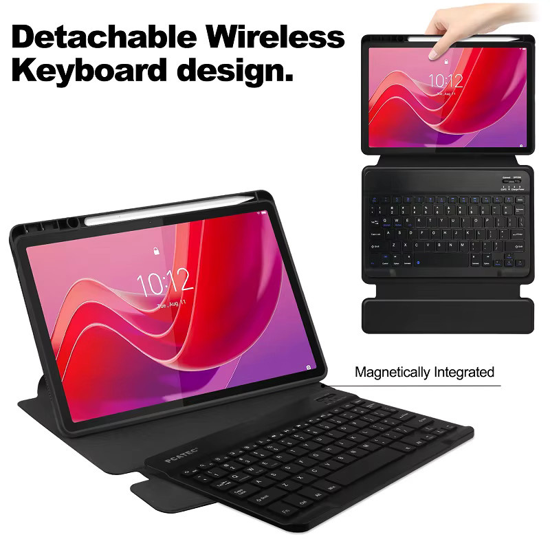 Smart Cover für Lenovo Tab M11 TB-330FU TB-331FC und Xiaoxin Pad 2024 11 Zoll mit Bluetooth-Tastatur, Stifthalter und Standfunktion in Schwarz oder Grün - Bild 3