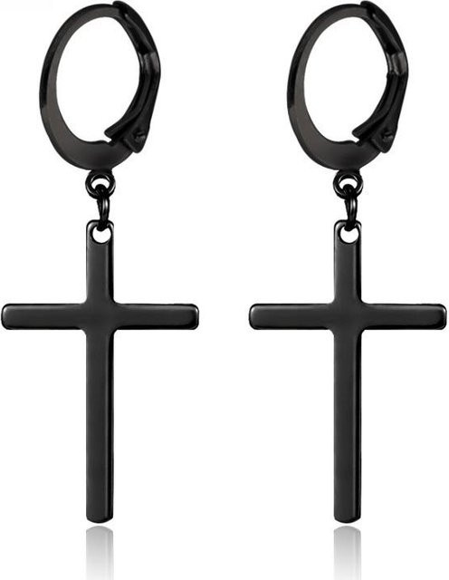 Baosalina Ohrringe, Kreuz, Titanstahl, Schwarz-Silber, Unisex - Bild 1