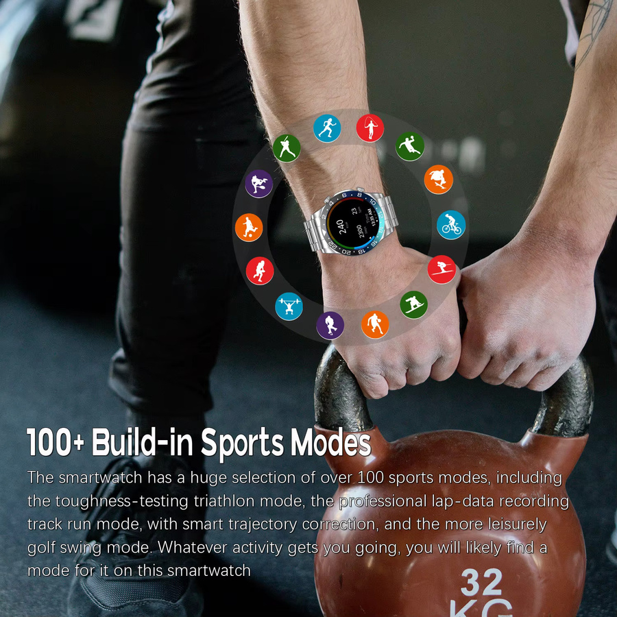 Smartwatch für Herren von rollstimi mit 1,43 Zoll HD AMOLED-Bildschirm, Bluetooth-Anruf, Herzfrequenz- und Schlafüberwachung in Schwarz oder Silber - Bild 3