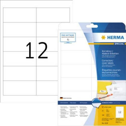 Herma Universaletiketten für Adresszwecke, Weiß, Papier, B: 9,7 cm, H: 4,23 cm - Bild 1