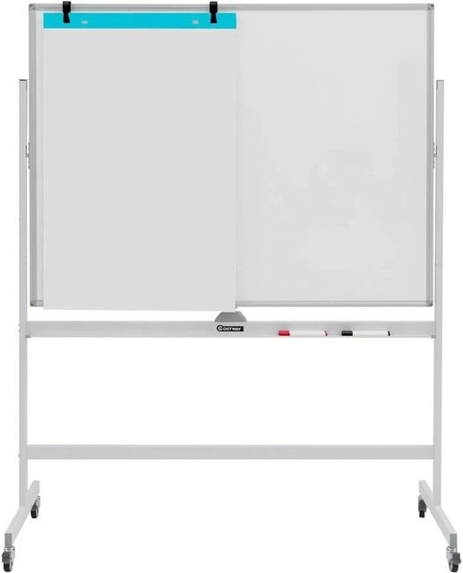 Costway Mobiles Doppelseitiges Whiteboard mit Rädern in Weiß, Breite: 120 cm, Höhe: 90 cm - Bild 1