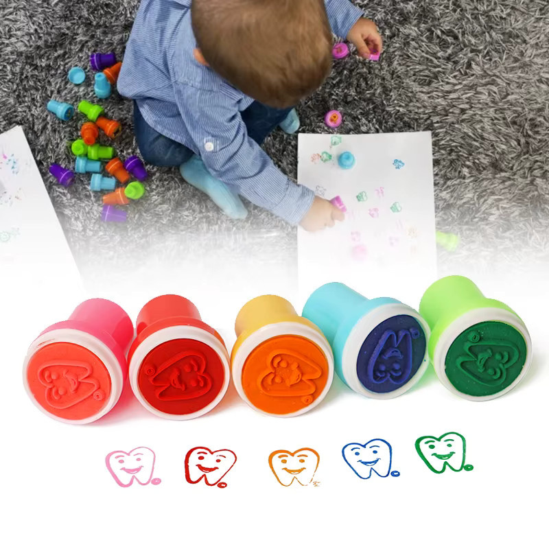 JIECARE Smiley-Gesicht Zahnstempel, 10-teiliges Set, bunt, Kunststoff - Bild 2