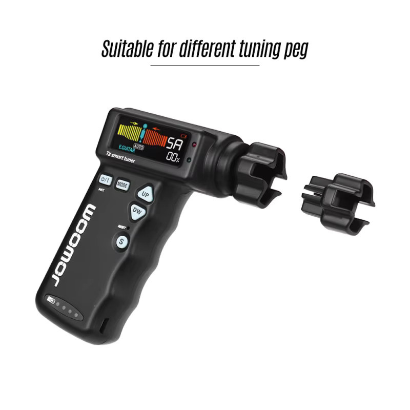 Jowoom T2 Multifunktions Smart-Gitarren-Tuner und Saitenwickler in Schwarz, wiederaufladbar mit Chromatic-Tuning für Gitarre und Ukulele - Bild 3