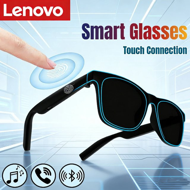 Lenovo Smart-Brille in Schwarz mit Bluetooth, Fotokamera, Übersetzer und Sprachassistent für Erwachsene - Bild 1