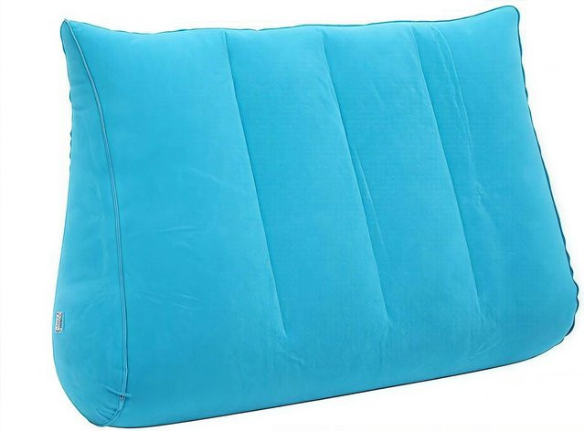 Aufblasbares Dreieckskissen aus PVC mit Plüschbezug von Warm Magpie Home in Blau, B/T/H: 36 x 45 x 16 cm - Bild 1