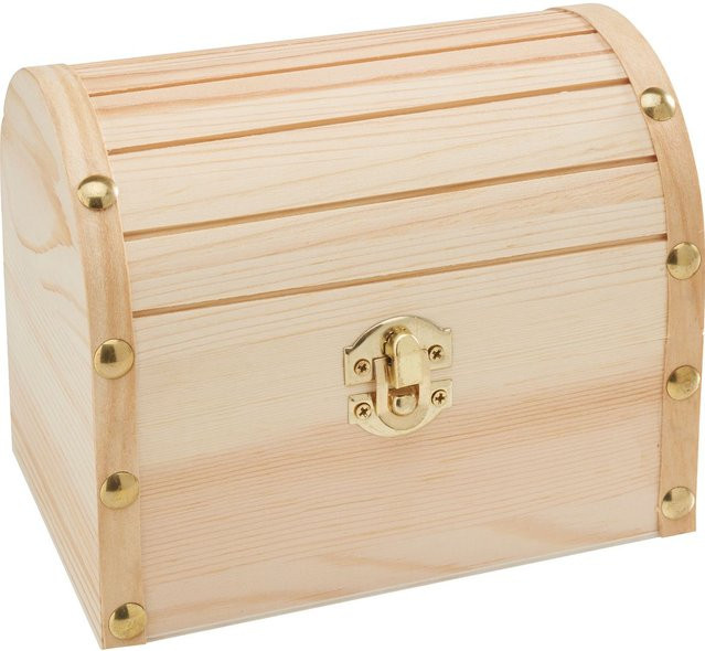 VBS Runddeckeltruhe mit Beschlag in Beige aus Kiefernholz und MDF - Bild 1