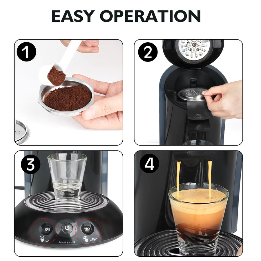 Wiederverwendbare Edelstahl Kaffeekapseln von ICafilas für Philips Senseo Maschinen in Silber und Grün - Bild 3