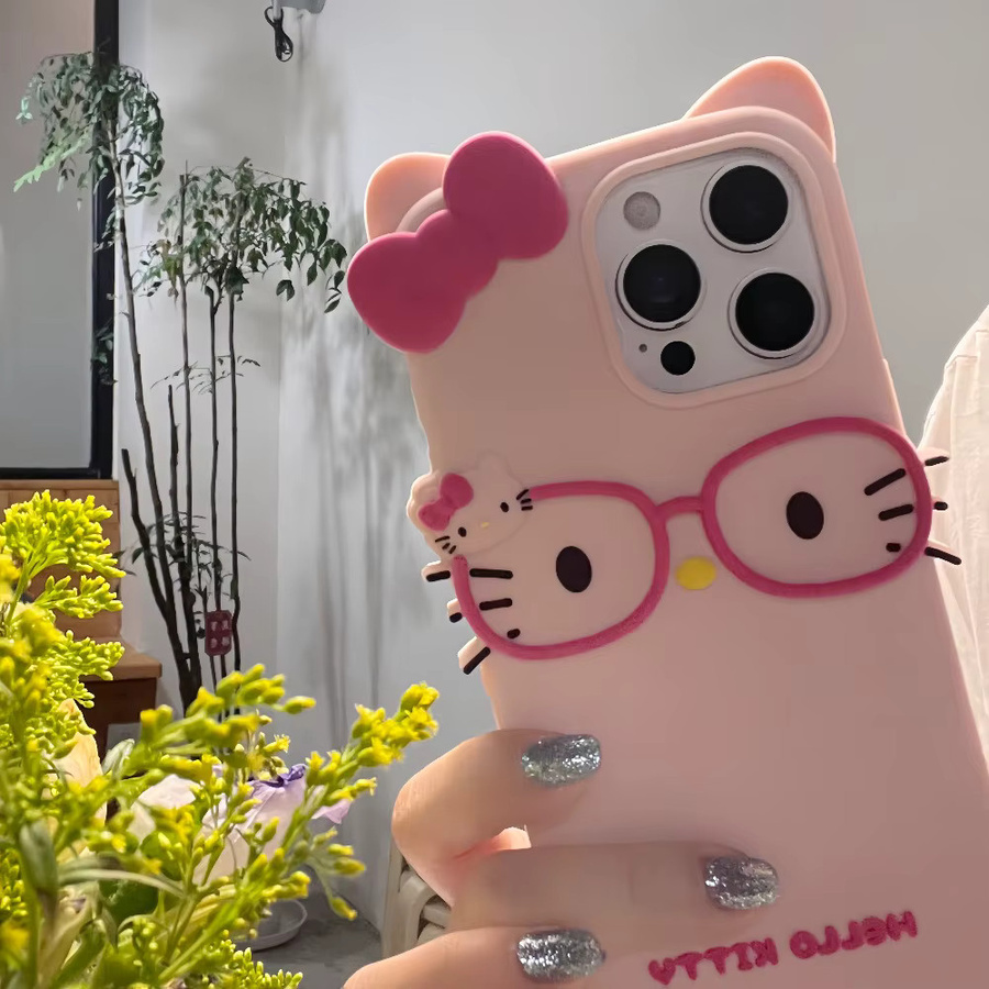 Sanrio Hello Kitty Handyhülle mit 3D-Cartoon-Schleifen aus weichem Silikon für iPhone 17 bis iPhone 11 Pro Max - Bild 4