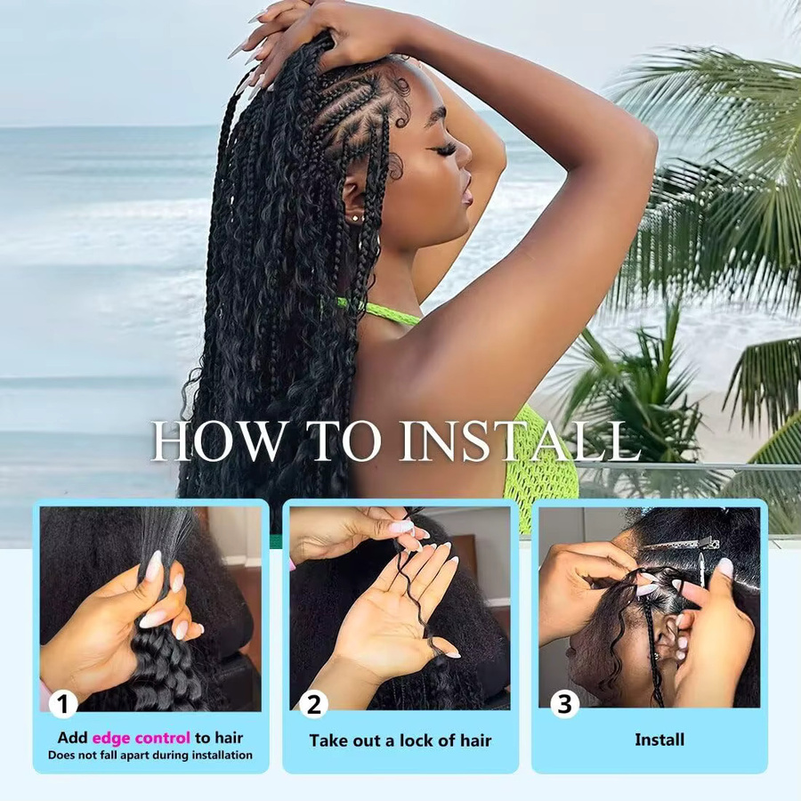 Dula A Hair Boho Braids Echthaar, Tiefes Lockiges Haar, 95g-105g - Bild 3