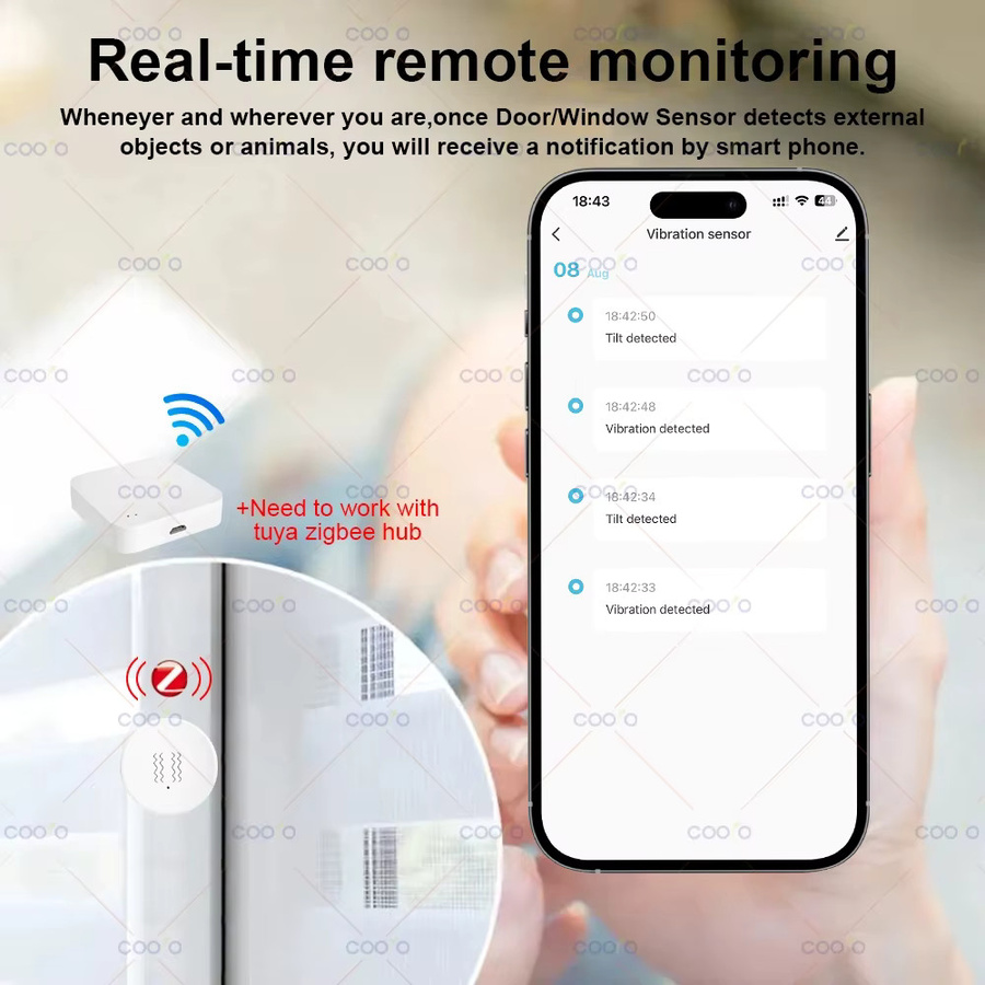 Tuya Zigbee Smart Vibration Sensor in Weiß zur Echtzeit-Überwachung und Bewegungserkennung via Smart Life App für deine Tür- und Fenstersicherheit - Bild 6