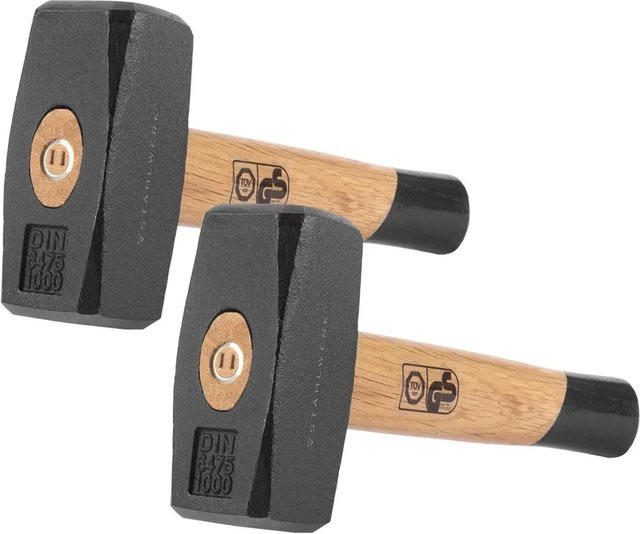 STAHLWERK Fäustel 2er Set aus Carbon-Stahl in Schwarz mit Holzgriff, 2 x 1000g - Bild 1