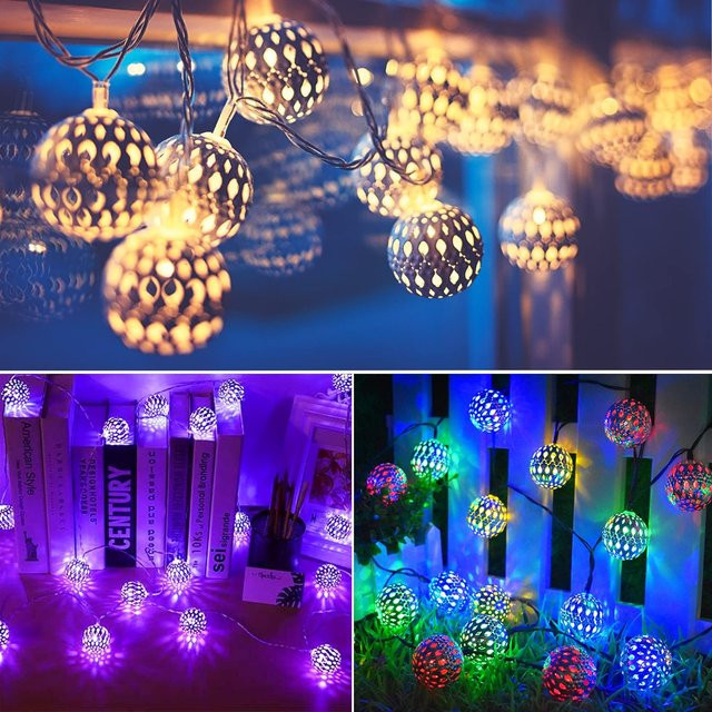 MIMIRGB Marokkanische Solar-Lichterkette mit 10 bunten LED-Kugeln für die Außendekoration, Länge: 150 cm - Bild 1