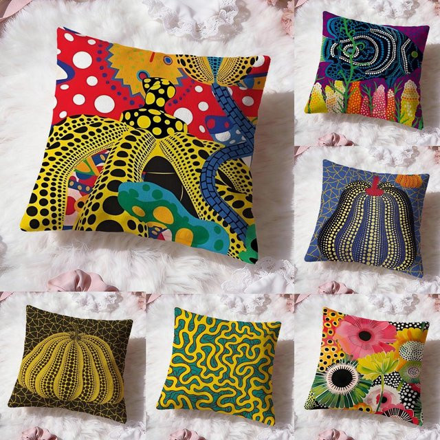 Hot Art K-Kusama Yayoi Kissenbezug Premium Comfort Reversible Pillow Cove, schwarz und mehrfarbig, B/B/B: 30 x 30 x 30 cm - Bild 1