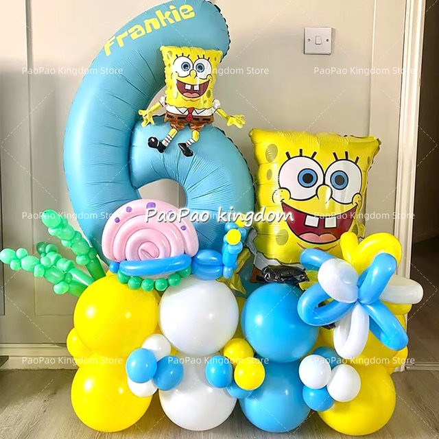Potdemiel SpongeBob Party Ballon-Set für Kinder mit bunten Folienballons als Geburtstags-Deko-Zubehör - Bild 1