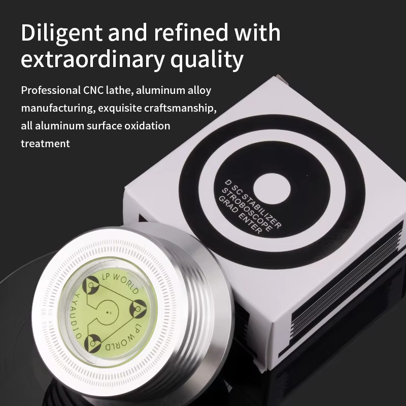 YYAUDIO Universal Plattenspieler Stabilisator aus Aluminiumlegierung mit Gewichtsklemme für 50Hz LP Vinyl, Schwarz oder Silber - Bild 3