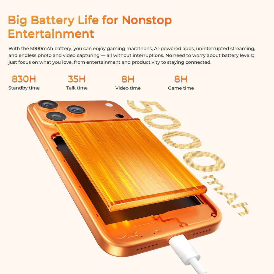 OUKITEL C17PLUS Smartphone mit Android 16, 6,9 Zoll Display, 256 GB ROM, 24 GB RAM, 5000mAh Akku und 64MP AI-Dreifach-Rückkamera - Bild 2