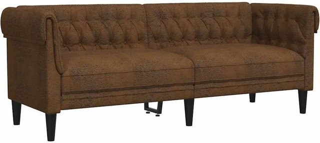 vidaXL Chesterfield-Sofa 3-Sitzer in Braun aus Stoff mit Massivholzrahmen B/T/H: 201,5 x 74,5 x 74,5 cm - Bild 1