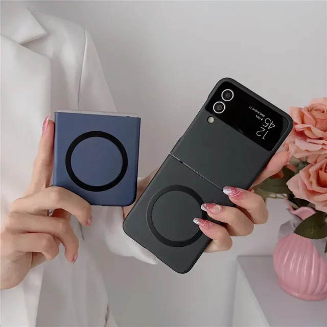 Magnetische Schutzhülle für Samsung Galaxy Z Flip5, Z Flip4 und Z Flip3 5G in Schwarz mit kabelloser Ladefunktion und Anti-Drop-Schutz - Bild 1