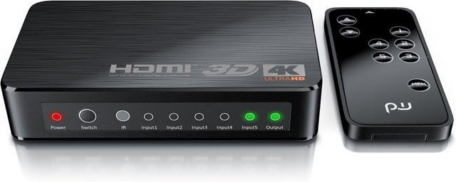 Primewire HDMI Umschalter Ultra HD 4K mit 5 Eingängen und 1 Ausgang in Schwarz inklusive Fernbedienung - Bild 1