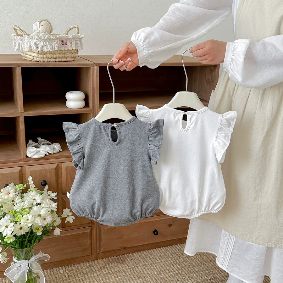 Angou Sommerkleid für Mädchen in Grau mit Kurzarm als leichter Krabbelanzug für Babys und Kleinkinder - Bild 2
