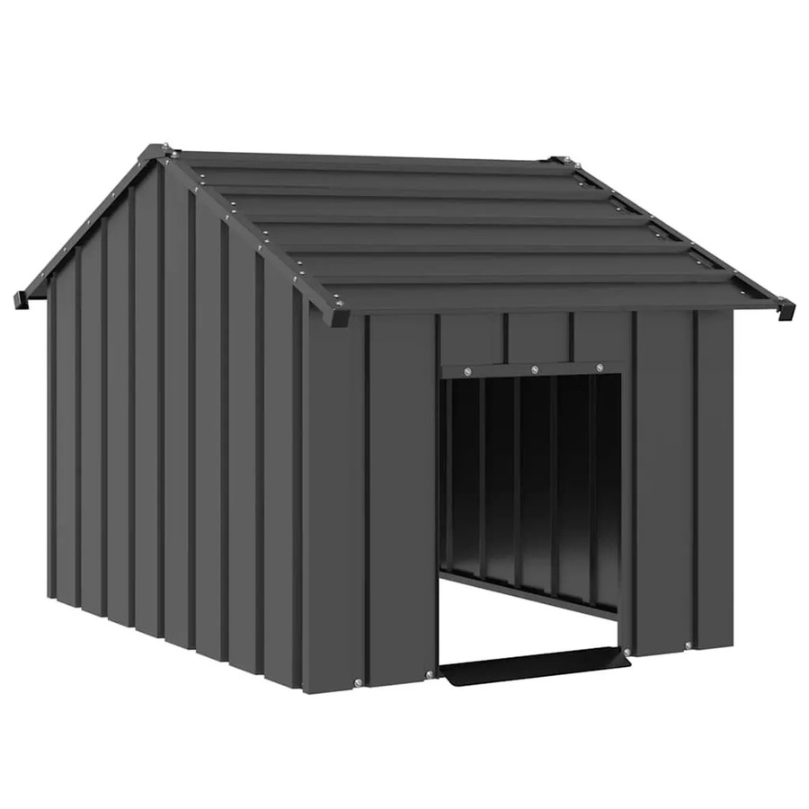 vidaXL Hundehütte aus Metall in Anthrazit mit wetterfestem Dach, B/T/H: 83 x 130 x 85 cm - Bild 2